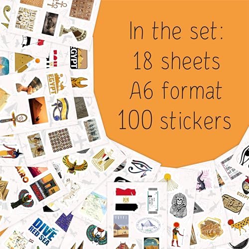 100Pcs Egypt Stickers for Water Bottle and Laptop - Egyptian Party Supplies & Decorations, Waterproof Vinyl Decals, Ancient Egypt History Stickers, Gifts for Women & Men