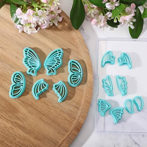 beinkmake 14Pcs Wings Polymer Clay Cutters Angel Wing Clay Earrings Cutters for Adults Bat Butterfly Dragon Wing Cute Polymer Clay Cutter for Jewelry Earrings Making Birthday Party DIY Supplies