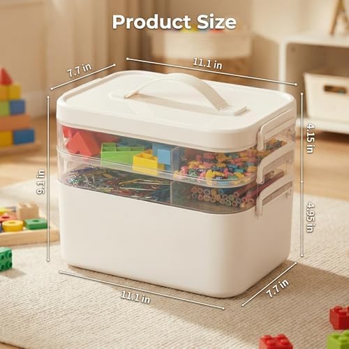 13.3 QT Art Supply Storage Organizer, 3-Tier with Removable Trays