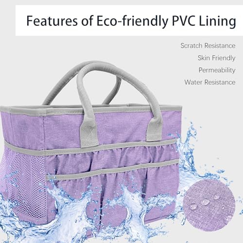 Cupohus Water-Resistant Art Organizer Tote Bag - Craft Storage Bag with Multiple Pockets and Handles for Artists, Kids, Students, and More – Lilac