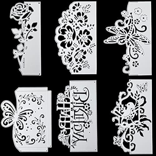 Patelai 6 Pcs Metal Cutting Dies Flower Butterfly Bird Card Making Dies