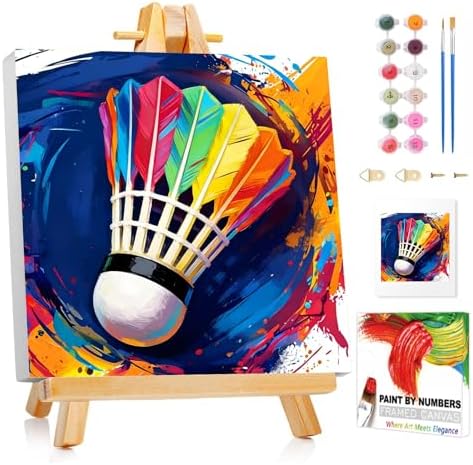 XTCIXAL Paint by Numbers Kit for Kids, Badminton, 8X8 inch