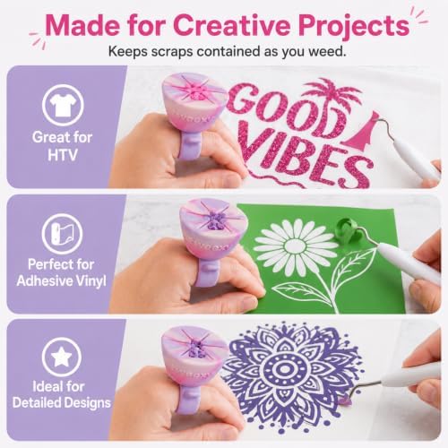 tweexy Wearable Vinyl Weeding Scrap Collector Ring for HTV Crafts – Pastel Swirl