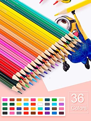 Leven 36 Pack Colored Pencils with Built-in Sharpener in Tube Cap | Vibrant Color Presharpened Pencils for School Kids Teachers, Soft Core Art Drawing for Coloring, Sketching, and Painting