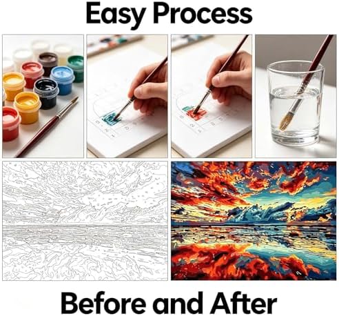 Paint by Numbers Kit for Adults - Ocean Sunset Landscape, DIY Paint by Number, Abstract Oil Painting Style Canvas, Adults Paint by Number Kits for Relaxation & Home Decor