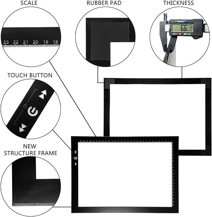 HSK A4 LED Artist tracing Light Box Copy Table, Adjustable High Brightness Light Pad for Tatto Drawing, Sketching, Animation,Diamond Painting Accessories
