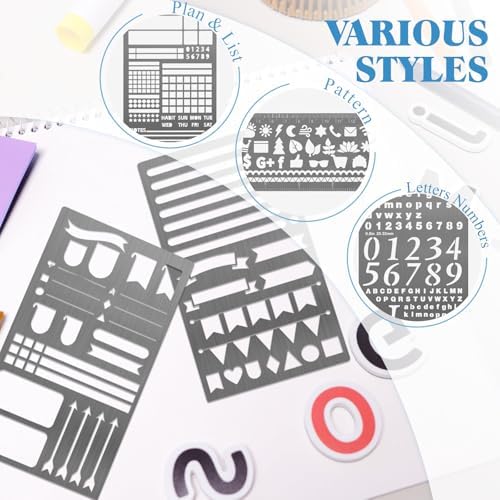 8 Pcs Metal Journal Stencils, Stainless Steel Planner Templates