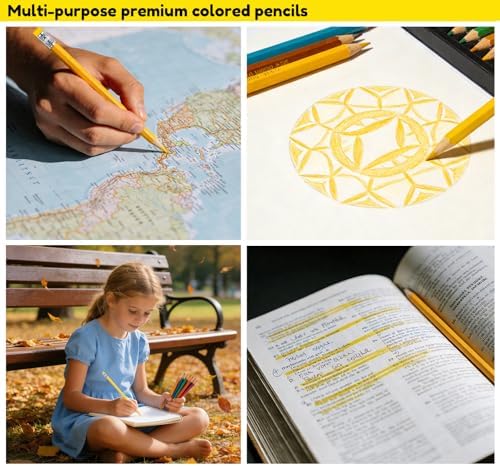 Adhere 25pcs Checking Pencils Erasable colored Pencils Pre-Sharpened #2 HB,for Checking Tests Grading,Map Coloring, editing Office Favors,including a Free sharpener. (Yellow)