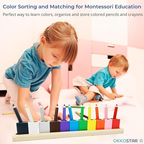 Montessori Crayon Holder for Kids - Craft Supply Organizer - Classroom Storage Caddy Case - Perfect for Colored Pencils [Crayons or Pencils NOT Included] (Standard)