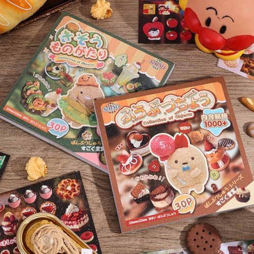 Girl's Japanese Retro Sticker Book, 1000+ Cute Comics Style Food Stickers, for DIY Scrapbooking Journaling Handbook Decoration