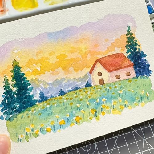 Mini Portable Handmade Artist Watercolor Paint,6 Colors Solid Watercolor