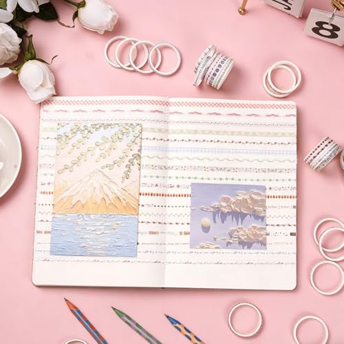 EORTA 30 Rolls Pastel Floral Washi Tape Set, Thin 5mm Skinny Masking Tape (0.19 Inch Wide), Decorative Planner Tape for Scrapbooking, Journaling, Gift Wrapping & DIY Crafts, Soft Floral Planner Set