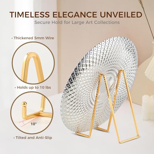 Plate Holder Easel Display Stand - 8 inch Metal Plate Stands for Display - Tabletop Picture Stand - Gold Iron Easels for Display Pictures | Photo Frames | Book | Decorative Plates | Plaque -2 Pack