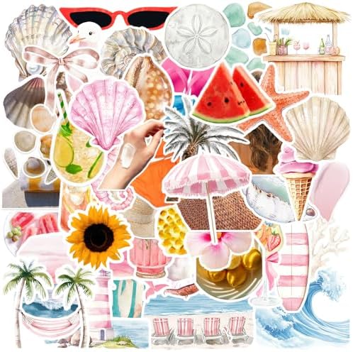 100PCS Coconut Girl Stickers,Waterproof Vinyl Stickers for Laptop Water Bottle Travel Inspired Beach Planner Journal