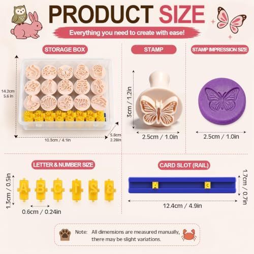 30 Pcs Animal Pattern Clay Modeling Stamp Set with 72-Character Letter Stamps and Storage Box, Animal Pattern Stamps for Polymer/Ceramic Clay, Pottery Craft, Cookie and Jewelry Making
