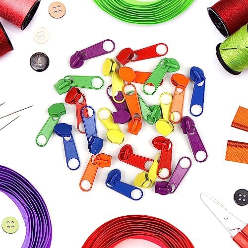 DOITEM 13.5 Yards 6 Pieces Sewing Zippers #5 Nylon Coil Zippers Assorted Zipper for Sewing with 24 Zipper Sliders for DIY Tailor Sewing Crafts Supplies, 6 Colors