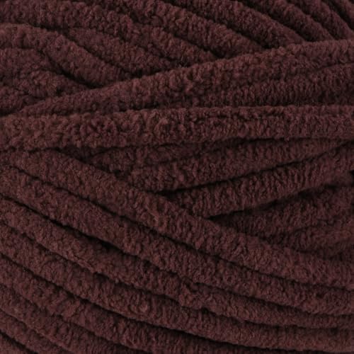 Loops & Threads Demi Purl Yarn – Super Bulky 100% Polyester, Soft Plush Chenille Yarn for Knitting & Crochet, Ideal for Blankets, Hats, Scarves & Crafts, Deep Mahogany