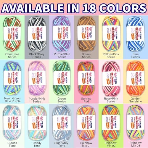 50g Rainbow Beginner Crochet Yarn for Crocheting and Knitting Multicolor Cotton Crochet Yarn for Beginners(Pink Variegated)