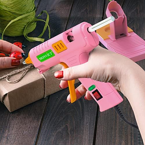 MONVICT Pink Hot Glue Gun Kit, Mini Glue Gun with Suction Cups Stand