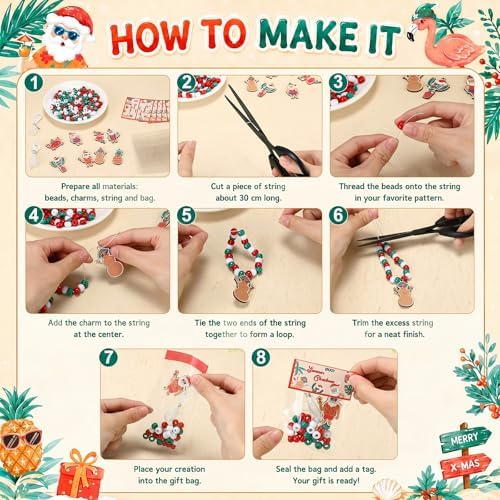 Soulchen 1102 Pcs/24 Sets Summer Christmas Beads Bracelets Craft Kit