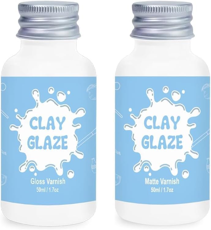 2 x 50ml Air Dry Clay Glaze, Protect Clay Surfaces, Gloss & Matte Glaze | Gloss & Matte Glaze, Air Dry Clay Varnish, Waterproof, Dustproof,Prevents Clay Scratches & Wear