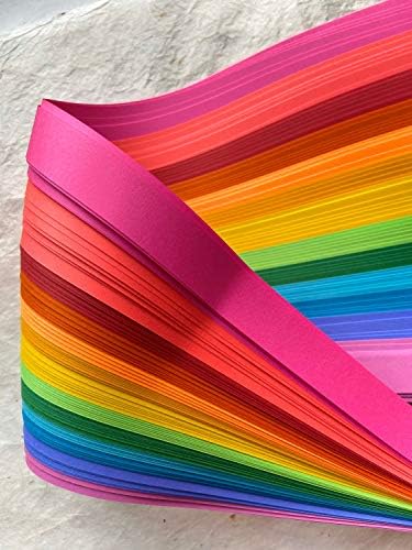 1/2" Bright Rainbow Froebel Moravian German Star Paper Strips Origami Ornaments Colorful Craft Projects (100 Strips)