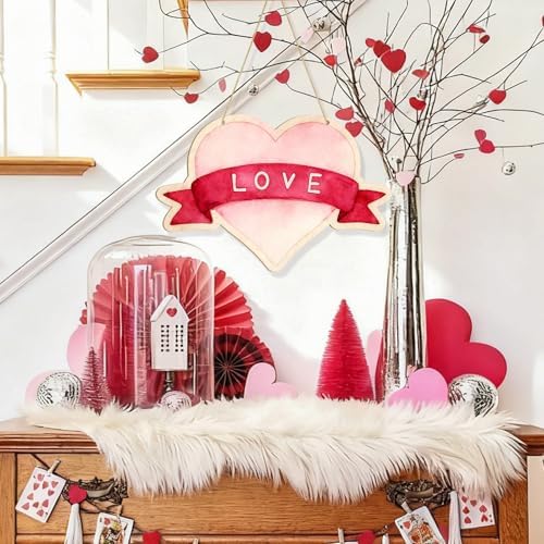Large Size 12" Wooden Heart Ornaments to Paint, Valentine's Day Happy Mothers Day DIY Blank Unfinished Wreaths Front Door Sign Decorations Love Heart Ornament Door Hanging Sign Plaque Crafts 3PCS