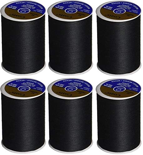 Coats & Clark All Purpose Sewing Thread for Sewing Machines, 100% Polyester High Quality Thread Spools for Hand Stitching, Medium Weight 35wt, 400 Yards, 6-Pack, Black