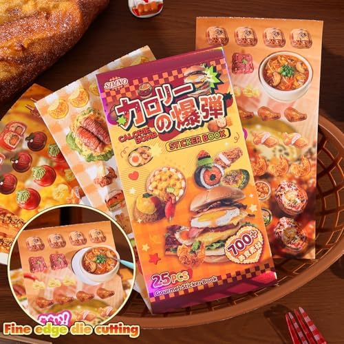 Girl's Japanese Retro Sticker Book, Food and Daily Life Theme - 700+ Cute Old Showa Style Foodie Stickers, for DIY Scrapbooking Journaling Handbook Decoration