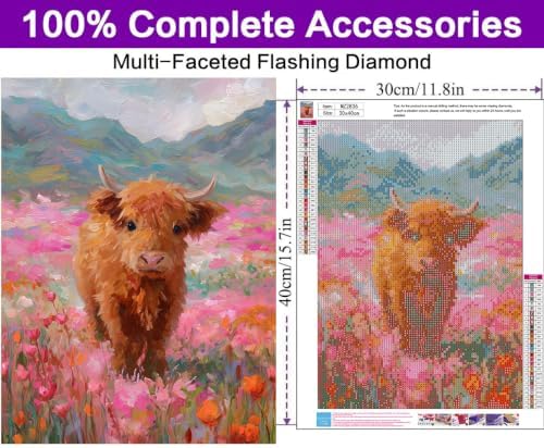 Highland Cow Diamond Art Kits for Adults, Diamond Painting Kits for Adults