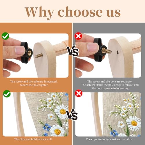 Adjustable Embroidery Table Stand with 2 Sizes Rods & Premium Accessories - Lap & Table Top Embroidery Hoop Holder,Cross Stitch Stand for Needlepoint, Sewing with Greater Stability