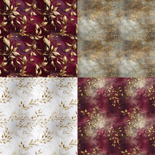Embossed Metallic Leaves Scrapbook Paper Pad 6x6, Premium Vintage Botanical Cardstock for Junk Journal, DIY Crafts, Collage Art & Luxury Scrapbooking, 24 Elegant Sheets