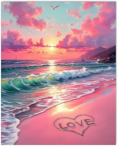 Gemozaic Paint by Numbers Kit for Adults - Beach Sunset, 16x20, Unframed