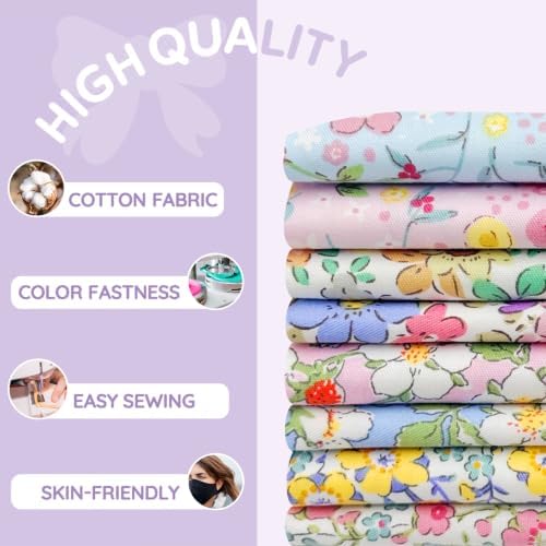 Aubliss 8pcs Fat Quarter Fabric Bundles (100% Cotton - 20'' x 20'')