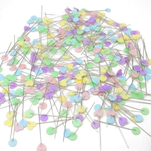 Elisel 200 pcs Multicolor Straight Pins Straight Quilting Pins Craft Positioning Pins Fixed Sewing Marker Needle for Crafting Dressmaker and Other Crafts Making (Love Hearts and Flowers)