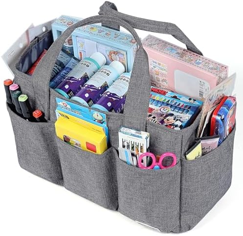 HOMEST Craft Organizer Tote Bag with Multiple Pockets