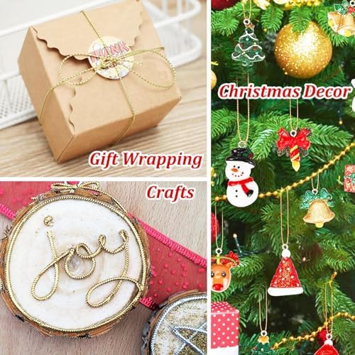 Metallic Bright Gold Twine 1.5 mm Thick 328 Feet for DIY Crafts Festival Christmas Tree Decor