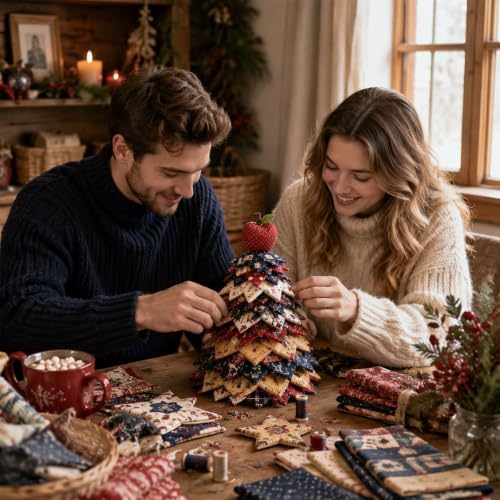 DIY Quilted Christmas Tree Kit, 3D Padded Fabric Sewing Craft Set (Pumpkin)