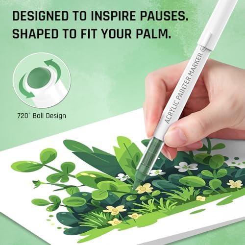 Nature Greens 9 Colors Acrylic Paint Markers Set for Art Painting, DIY Crafts, Wood, Glass, Canvas & More