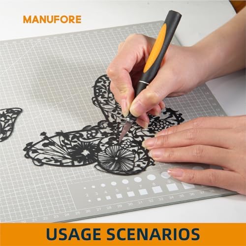 MANUFORE Gray Cutting Mat A3, A4, A5 Set with Centimeter and Inch Scale Self Healing Craft Cutting Board with 3mm 5-ply Thickness for Using Rotary Cutter, Craft Knife, Paper Knife