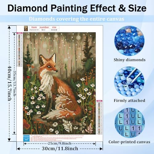 XTCIXAL Diamond Art Kits for Adults, Fox Diamond Painting, 12x16 Inch