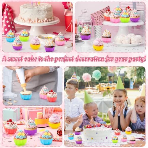 R HORSE Mini Silicone Cupcake Molds, Muti-color Flower-shaped Baking Cups