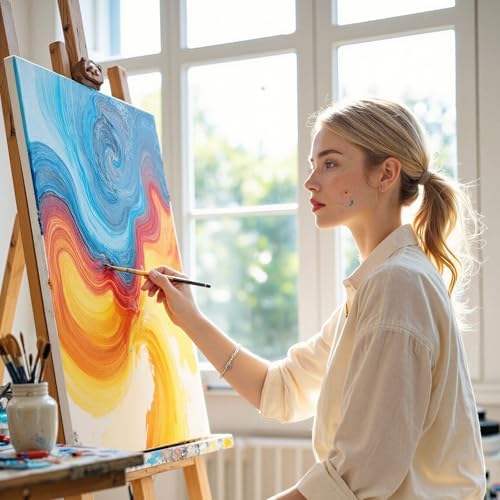 Stretched Canvas for Painting 16 x 20 Inch, 3 Pack Blank Canvas, Triple Primed Acid-Free Cotton, Canvas for Acrylic Oil Pouring & Wet Media