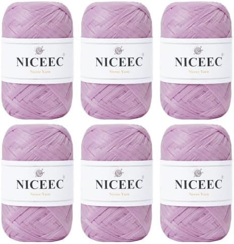 NICEEC 6 Skeins Soft Tape Yarn-Light Purple
