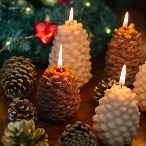 Christmas Pinecone Silicone Candle Molds Soap Mold 3D Xmas Theme Resin Concrete Mould DIY Supplies Ornament Mold Autumn Table Home Decor 1pcs