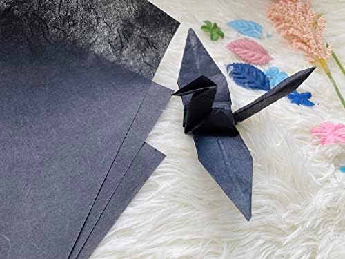 A4 Mulberry Paper 50 Sheets, Natural Fiber Mulberry Paper for Card Making, Watercolor, Calligraphy, Origami, Scrapbooking, Bookbinding & DIY Crafts (Black, A4)