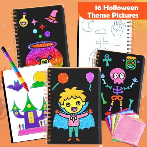 FUNNYB&G Foil Art Craft Kit for Kids, Sparkly Birthday Gift Toy for Kids | No Mess, Kids Ages 4-10 Create Sparkling Artwork, A Creative Gift for Birthdays, Holidays, Travel Activities,Screen-Free Fun