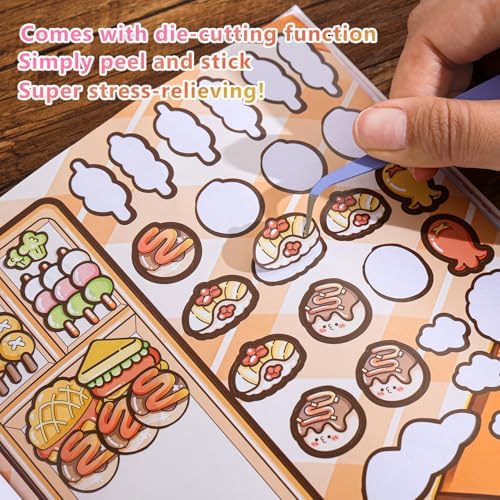 Girl's Japanese Kawaii Food Platter Scene Sticker Book, 18 Sheets DIY Sukiyaki Stickers, 3 Recipes + 15 Plating Stickers Book for DIY Scrapbooking Journaling Handbook Decoration