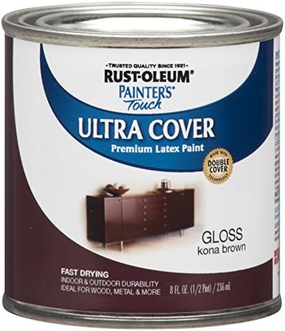 Rust-Oleum 1977730-6PK Painter's Touch Latex Paint, Half Pint, Gloss Kona Brown, 8 Fl Oz (Pack of 6)