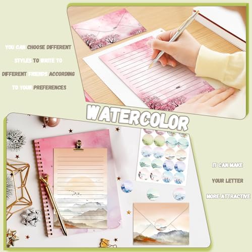 TaoBary 160 Pcs Ink Painting Stationery Paper and Envelopes Set, 8.5 x 11''